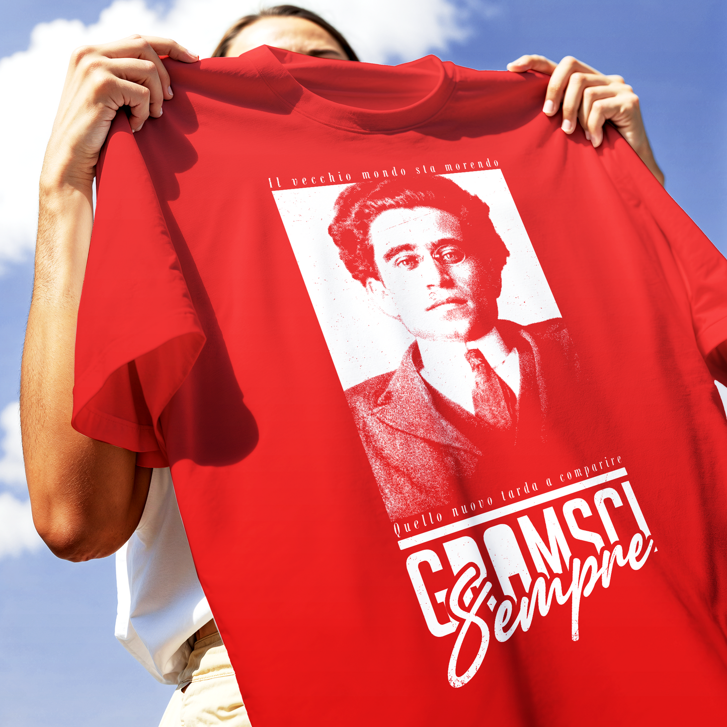 T-SHIRT GRAMSCI il vecchio mondo sta morendo quello nuovo tarda a comparire Rossa #chooseurcolor