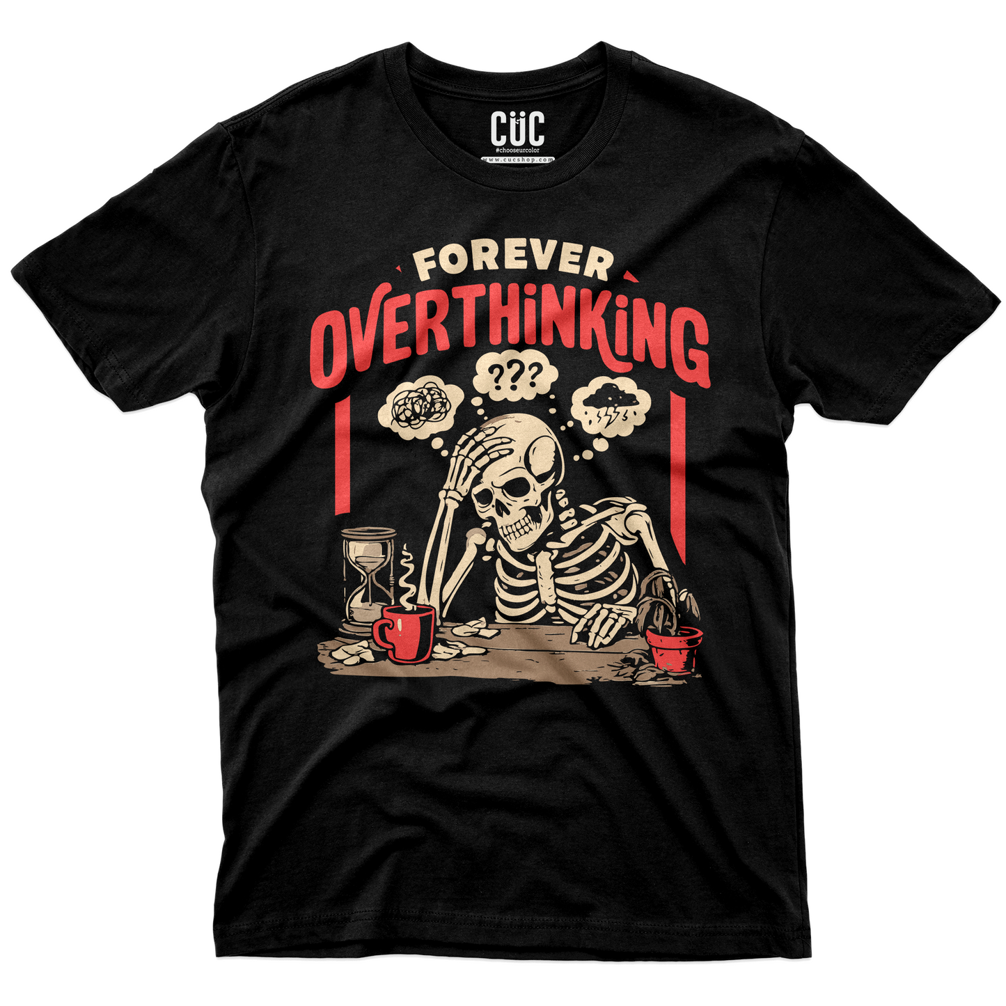 T-SHIRT OVERTHINKING pratica costante di tutti i gironi Nera #chooseurcolor