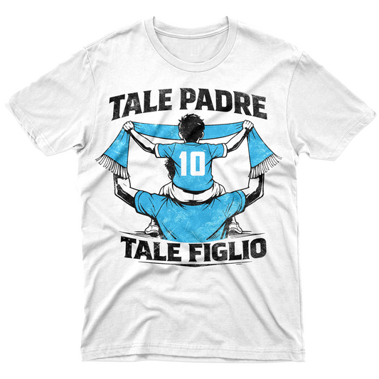 T-SHIRT Festa del Papà padre Tifoso come il figlio CELESTE napoli Bianca #chooseurcolor