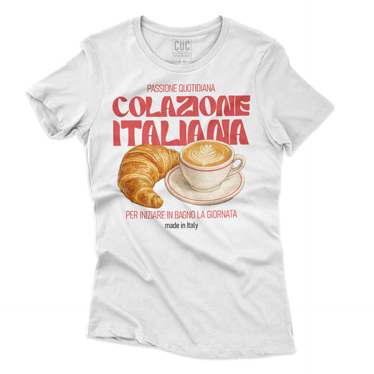 T-SHIRT CUC COLAZIONE ITALIANA per iniziare in bagno la giornata meme simpatica Bianca W [IMGKEY:WHI:W:1]