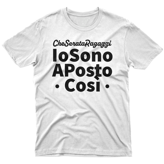 T-SHIRT CUC IO SONO A POSTO COSì divertente regalo simpatica tv italiana Bianca M [IMGKEY:WHI:M:1]