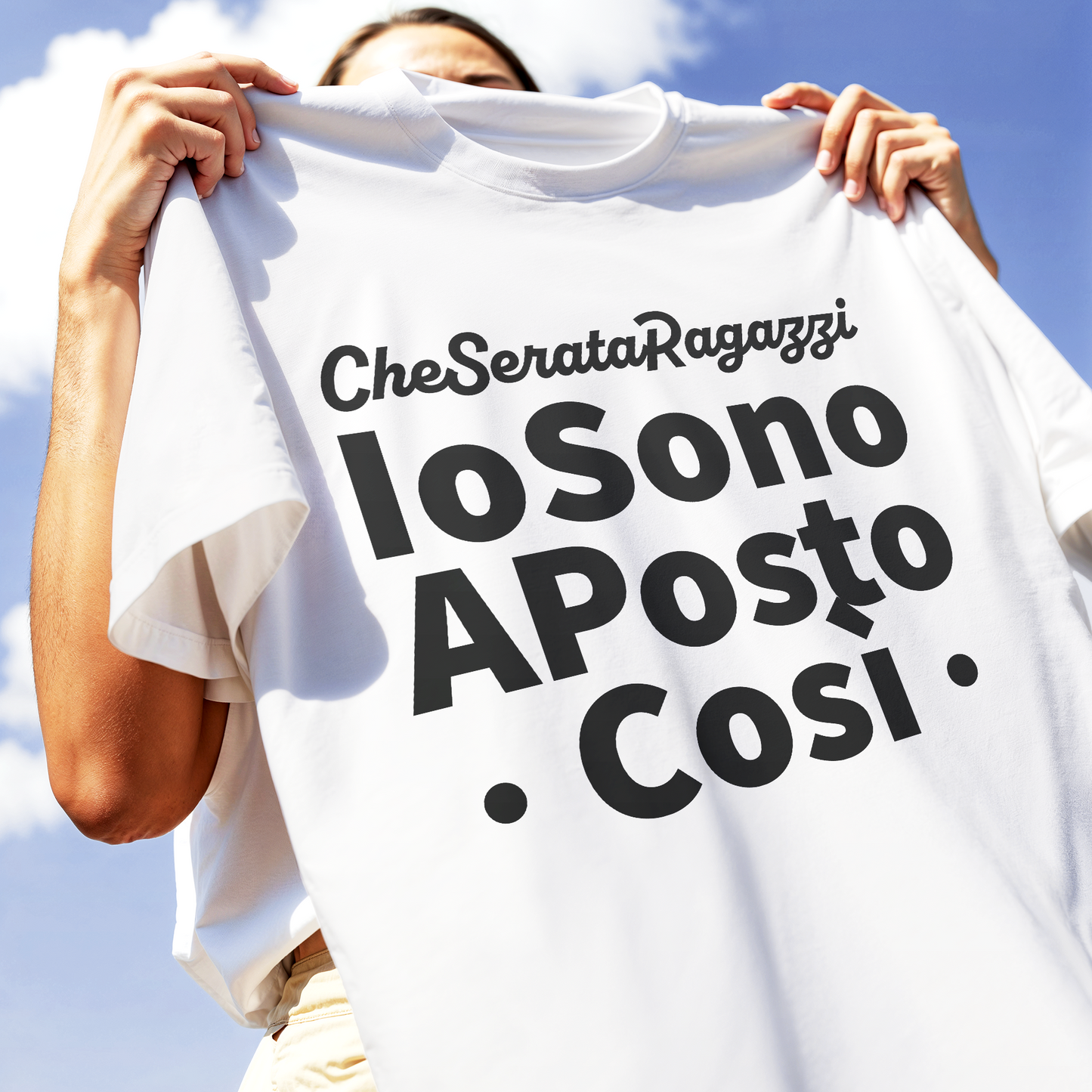T-SHIRT CUC IO SONO A POSTO COSì divertente regalo simpatica tv italiana Bianca M [IMGKEY:WHI:M:3]