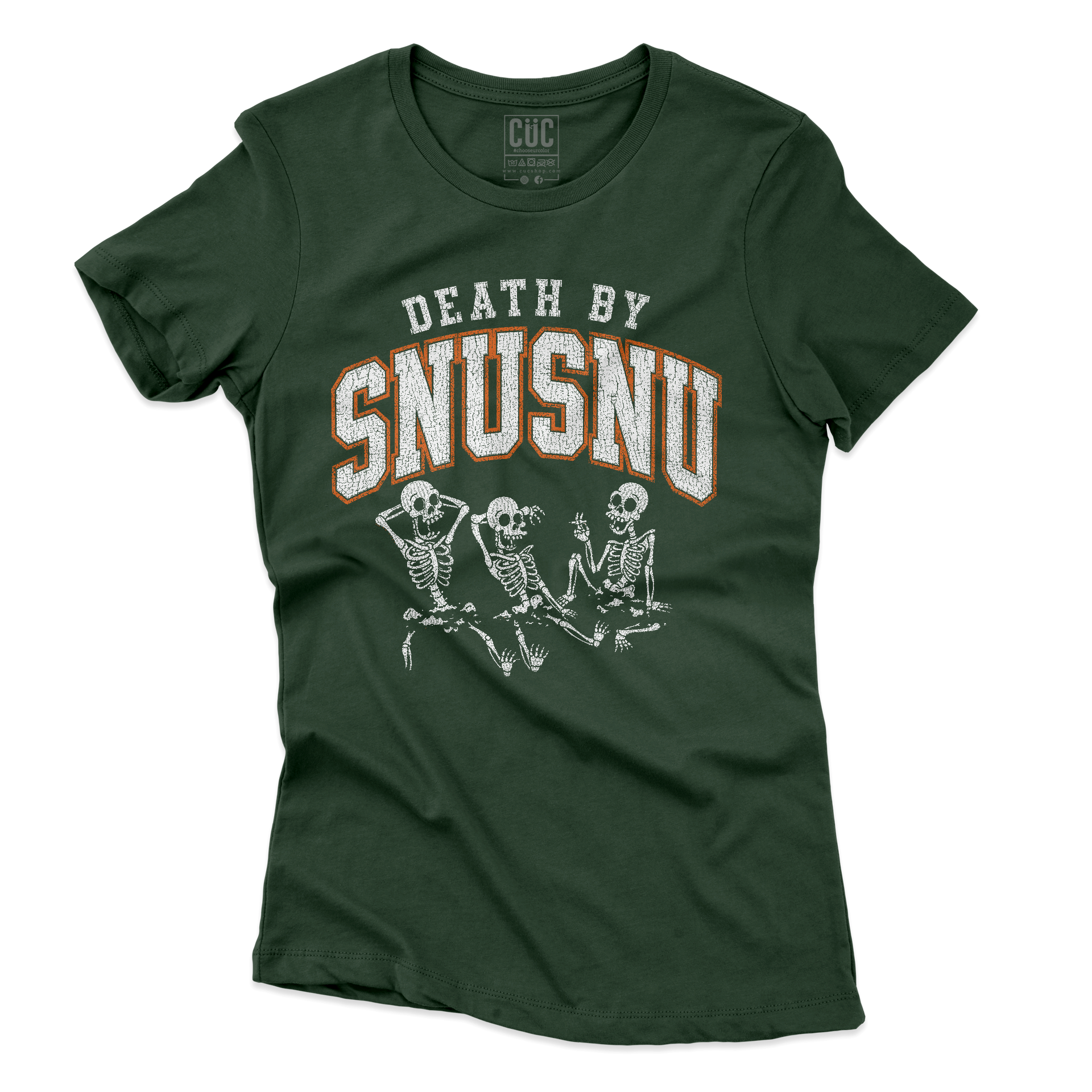 T-SHIRT CUC DEATH BY SNU SNU Futurama citazione cult Verde Bottiglia W [IMGKEY:BOT:W:3]