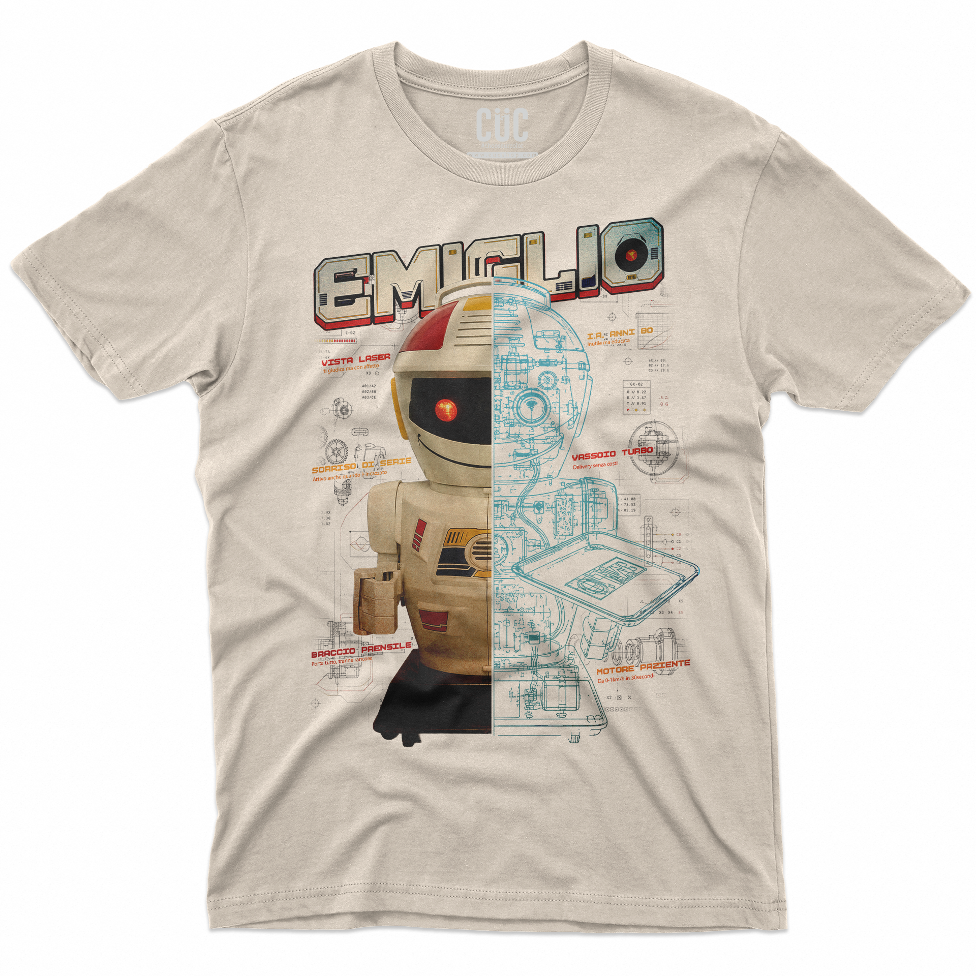 T-SHIRT CUC Emiglio Robot Anni 80 nostalgia sogno d'infanzia Sabbia M [IMGKEY:SAN:M:1]