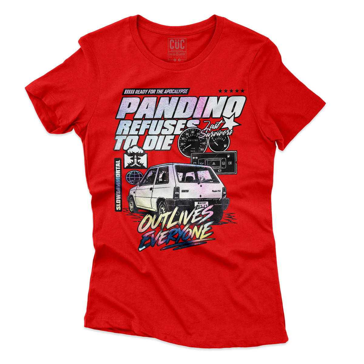 T-SHIRT CUC PANDINO refuses to die apocalypse ready sopravvive a tutto Rossa M [IMGKEY:RED:M:2]