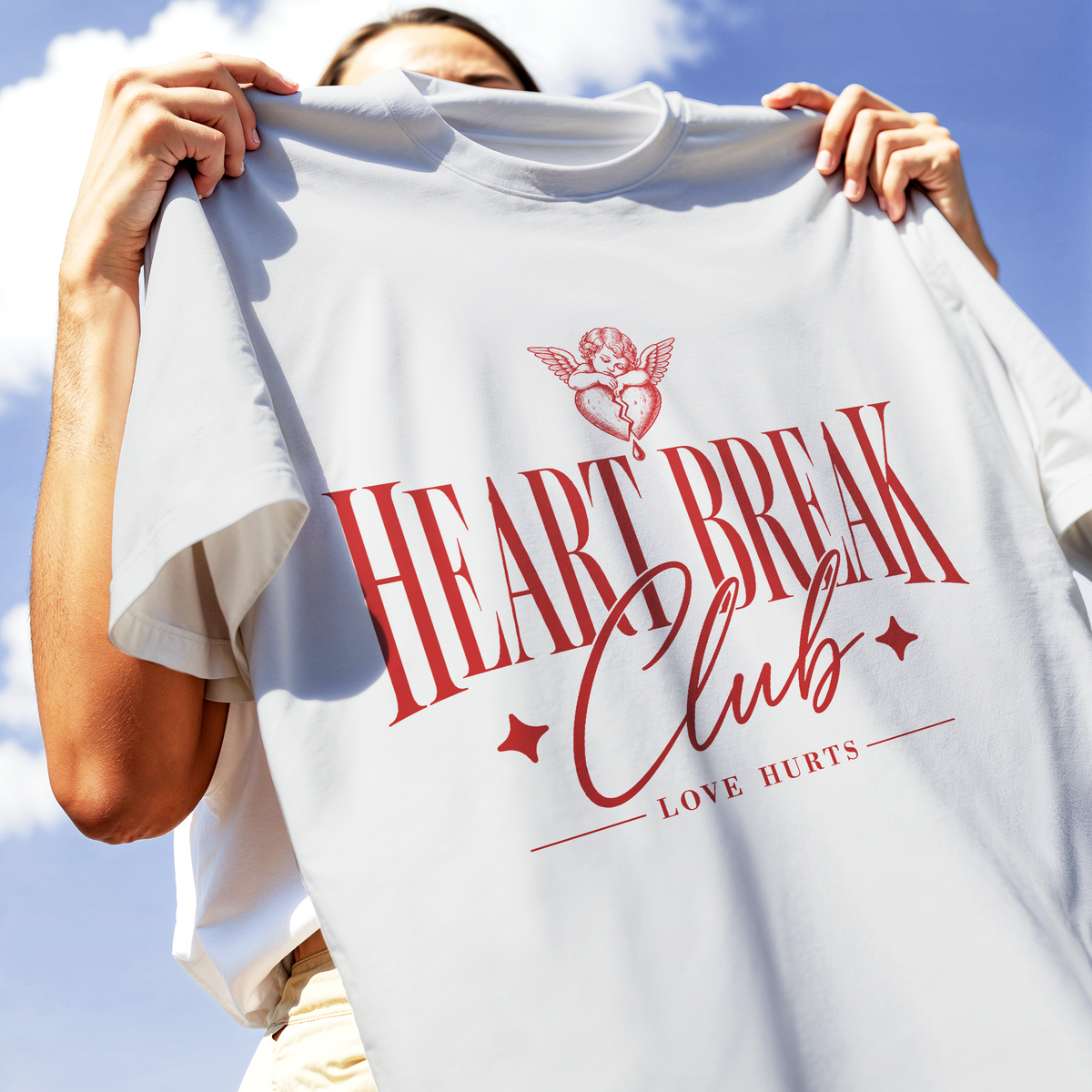 T-SHIRT HEARTBREAK CLUB pene d'amore love san valentino Bianca M [IMGKEY:WHI:M:3]