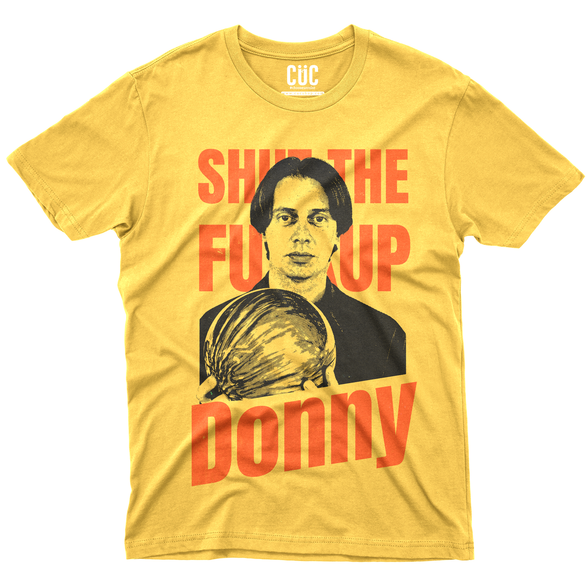 T-SHIRT DONNY SHUT THE FXXKUP Big Lebowski YEL M [IMGKEY:YEL:M:1]