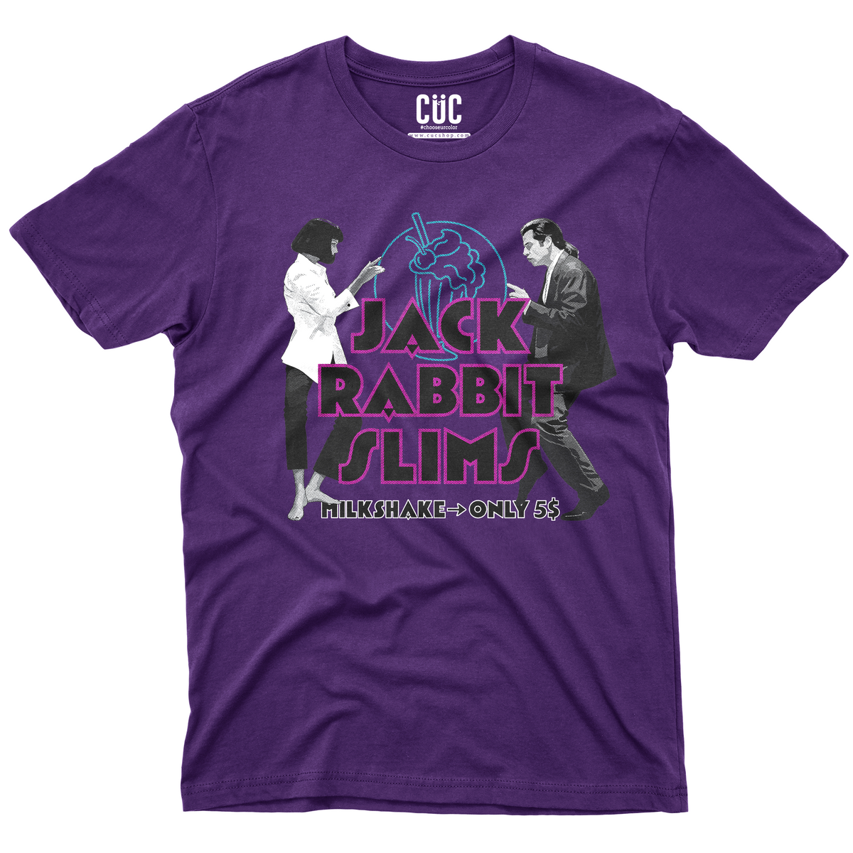 T-SHIRT Pulp Fiction Dance Milkshake twist PUR M [IMGKEY:PUR:M:1]