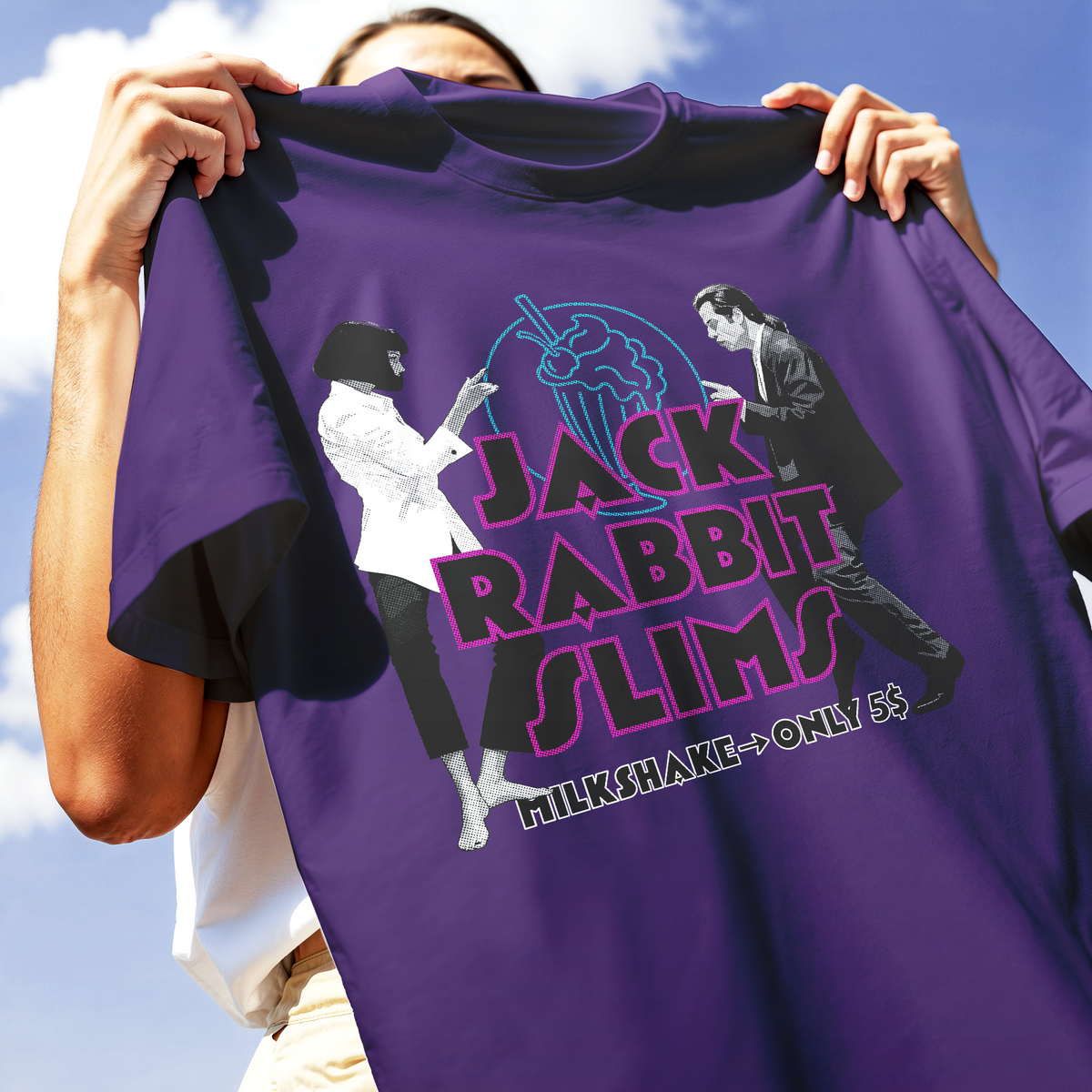 T-SHIRT Pulp Fiction Dance Milkshake twist PUR M [IMGKEY:PUR:M:3]