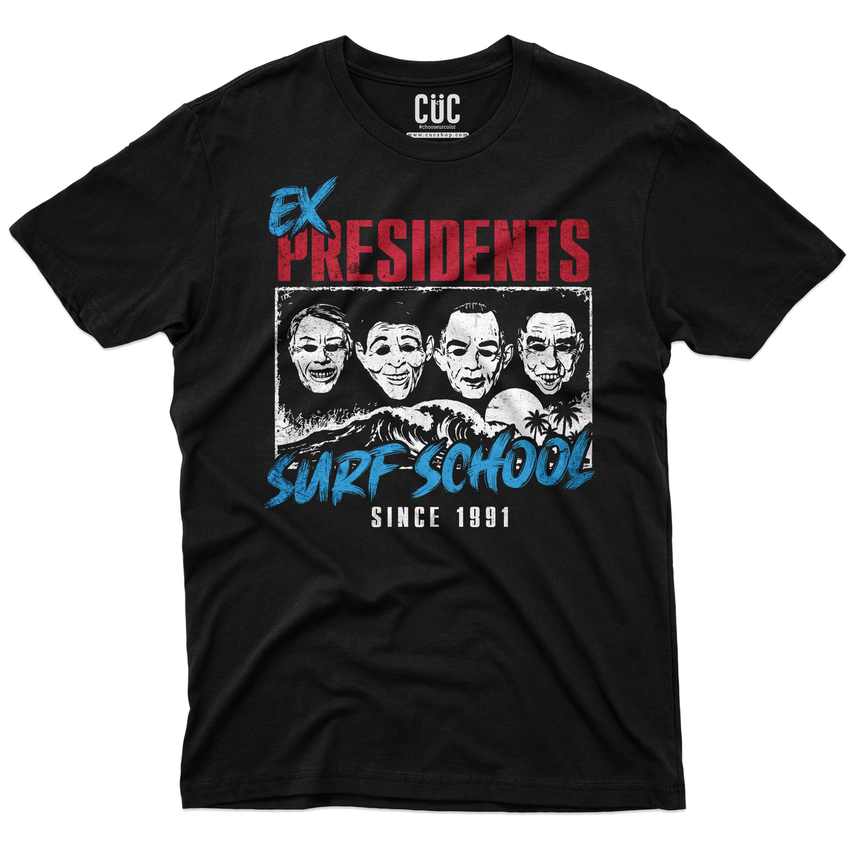 T-SHIRT CUC EX PRESIDENTS Surf School Point Break film cult anni 90 Nera M [IMGKEY:BLA:M:1]