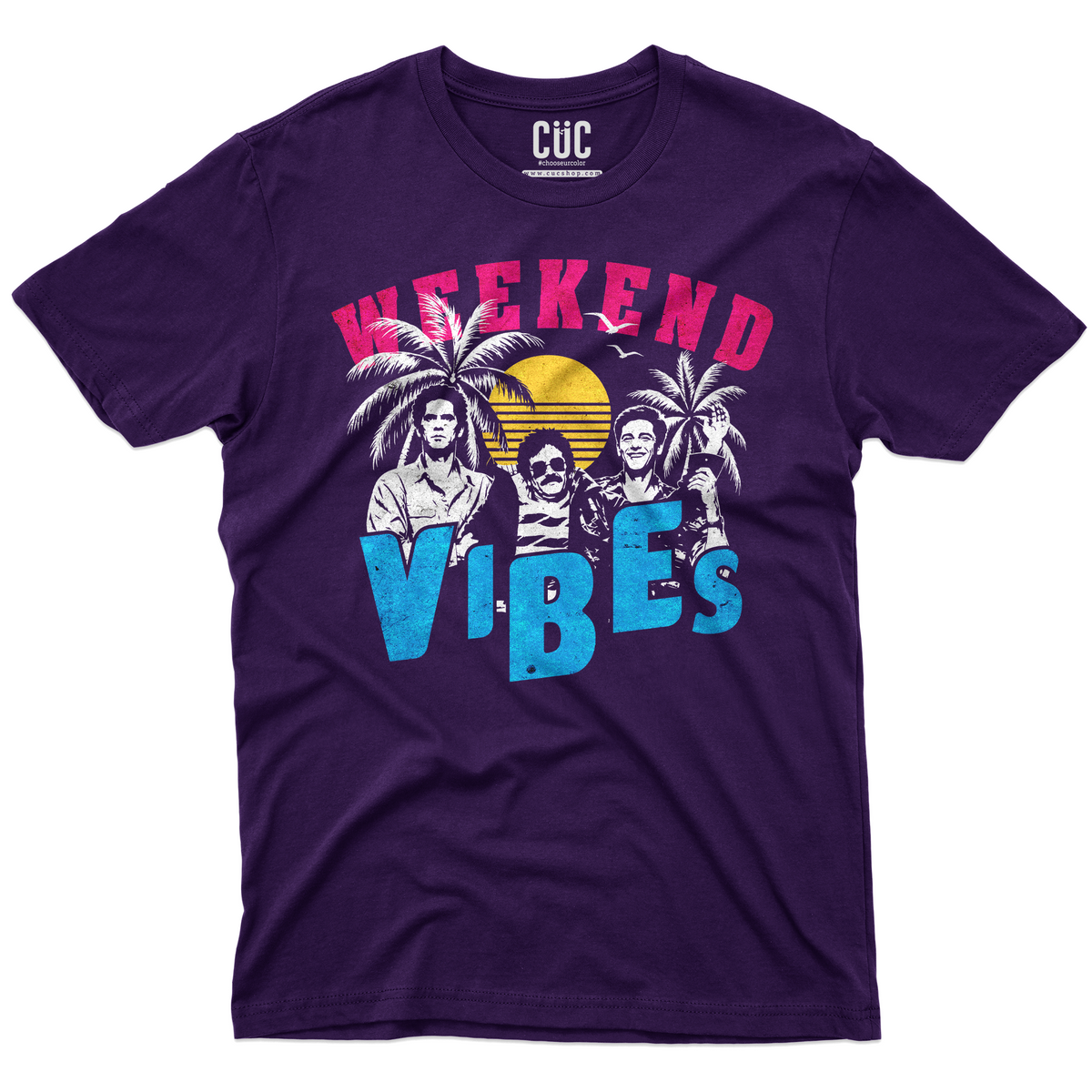 T-SHIRT CUC WEEKEND VIBES film cult divertente anni 90 PUR M [IMGKEY:PUR:M:1]