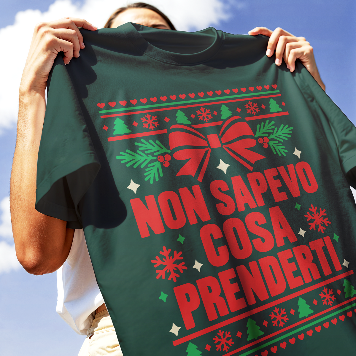 T-SHIRT CUC Regalo di Natale divertente e Ironico Non sapevo cosa prenderti Verde Bottiglia M [IMGKEY:BOT:M:2]