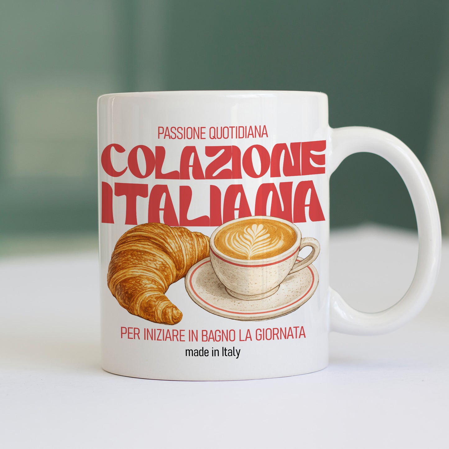 Tazza CUC COLAZIONE ITALIANA per iniziare in bagno la giornata meme simpatica Bianca M [IMGKEY:WHI:M:1]