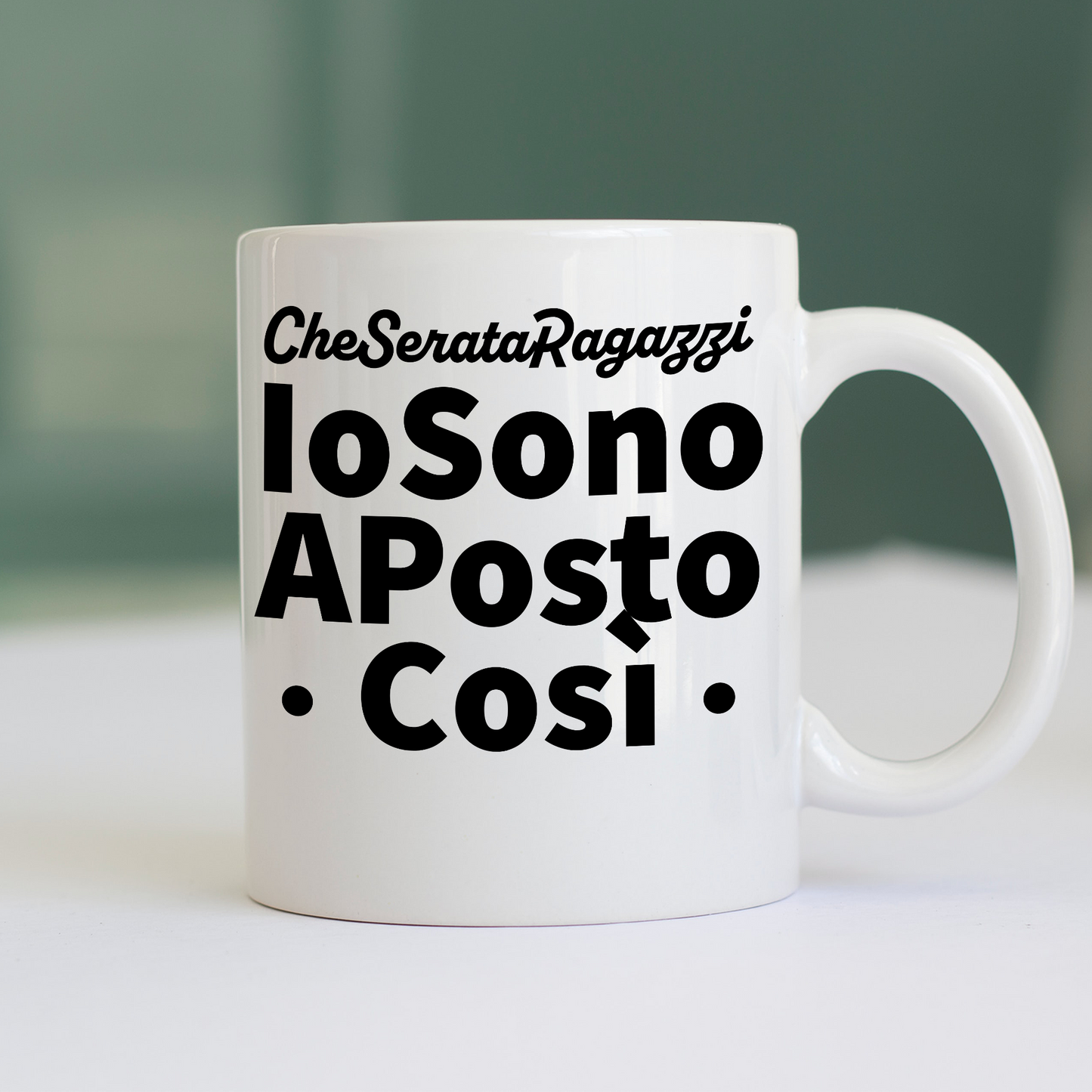 Tazza CUC IO SONO A POSTO COSì divertente regalo simpatica tv italiana Bianca M [IMGKEY:WHI:M:1]