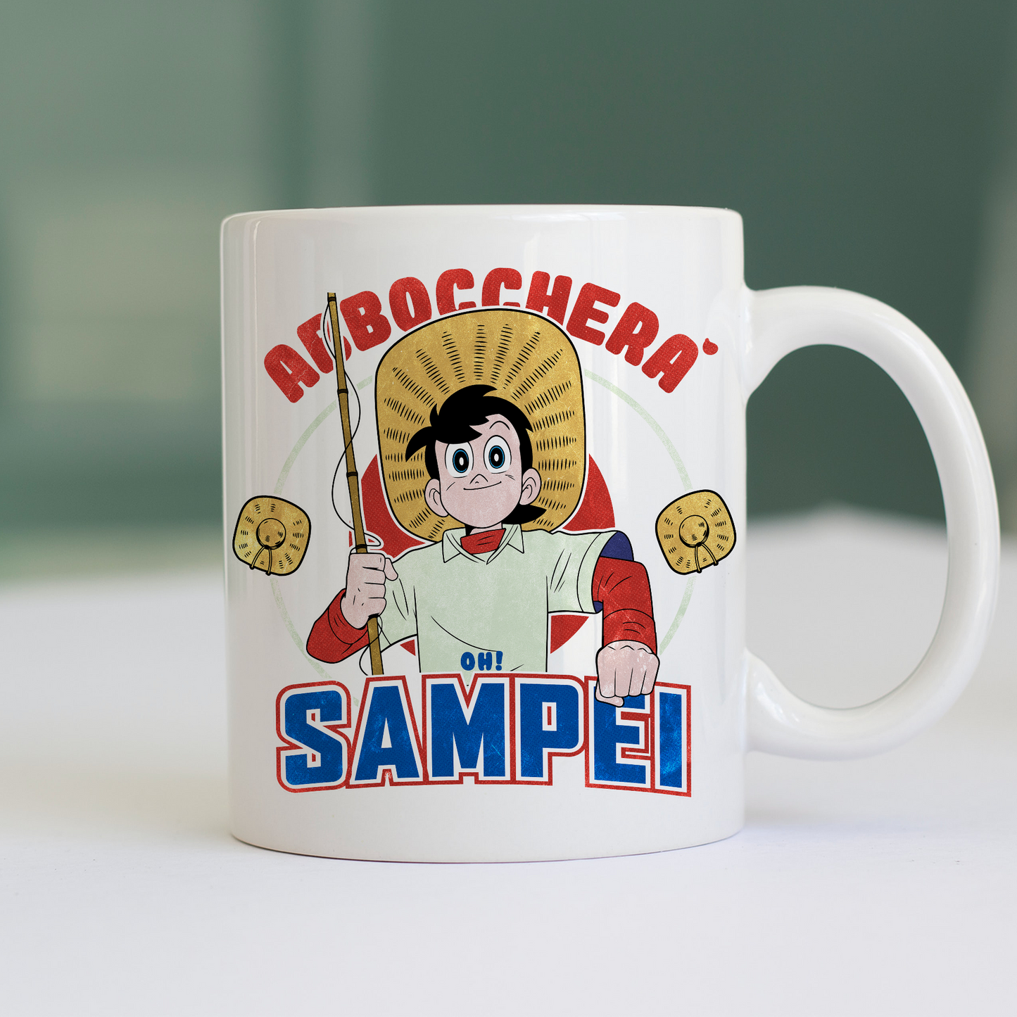 Tazza CUC Abboccherà Sigla Sampei cartoon anni 80 pesca Bianca M [IMGKEY:WHI:M:1]