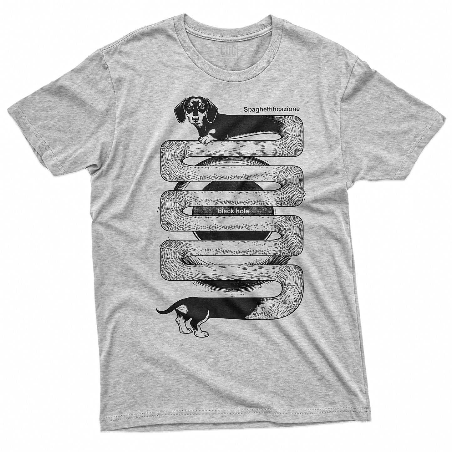 T-SHIRT CUC SPAGHETTIFICAZIONE BASSOTTO - Divertente - La fisica che ce piace  #chooseurcolor