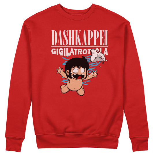 FELPA GIROCOLLO DASH KAPPEI NEVERMIND Gigi la trottola divertente anime Rossa
