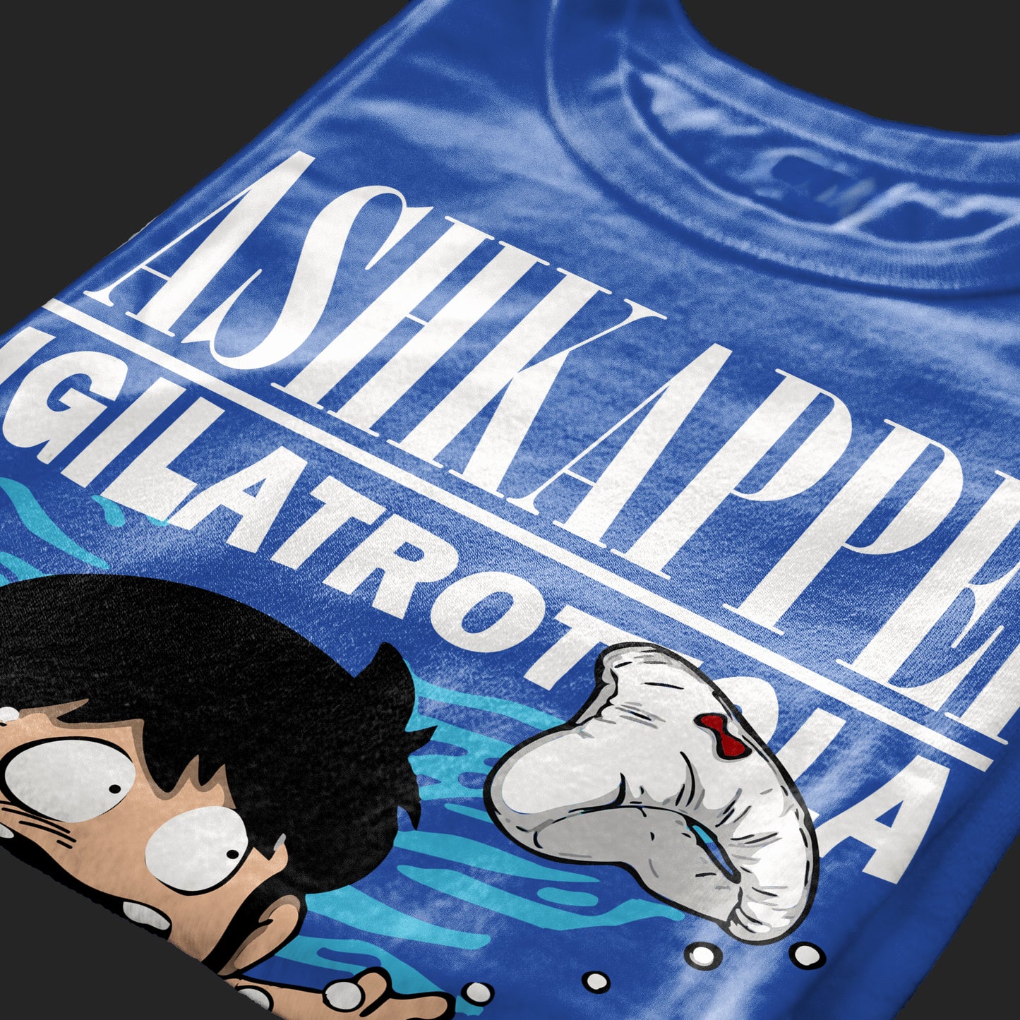 T-SHIRT DASH KAPPEI NEVERMIND Gigi la trottola divertente anime Blu Royal