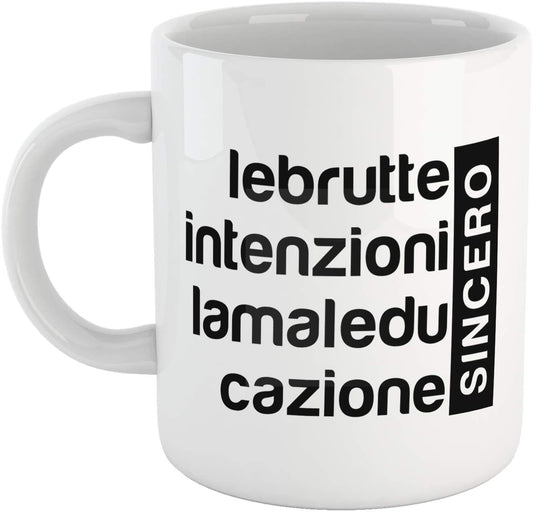 Lavender Tazza Le brutte intenzioni la maleducazione - Meme sulla Frase del Festival Cantata da Morgan Verso Bugo - Choose ur Color Cuc shop