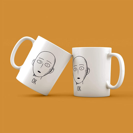 Light Gray Tazza Saitama One - Pugno Ok! Punch Divertente - Anime Manga - Fight Quote Man - Choose ur Color Cuc shop