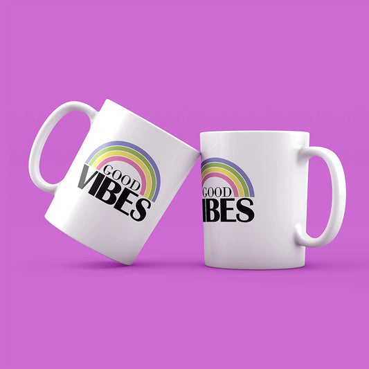 Light Gray Tazza Good Vibes Rainbow - Vibrazioni Positive Arcobaleno - Divertente - Film Choose ur Color Cuc shop