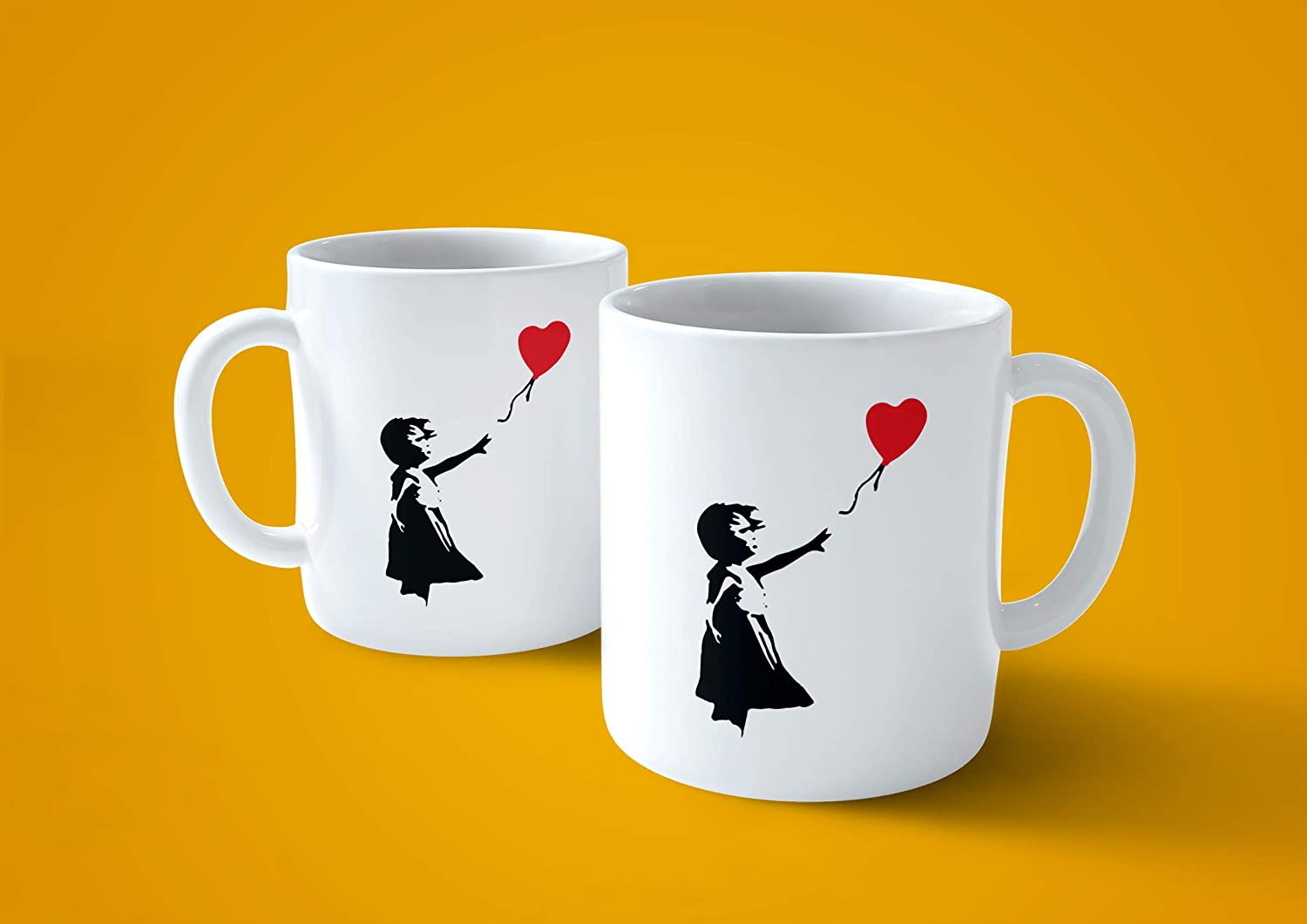 Lavender Tazza Banksy Balloon Girl Ragazza Cuore Palloncino - Famoso Disegno di Street Art Choose Ur Color Cuc shop