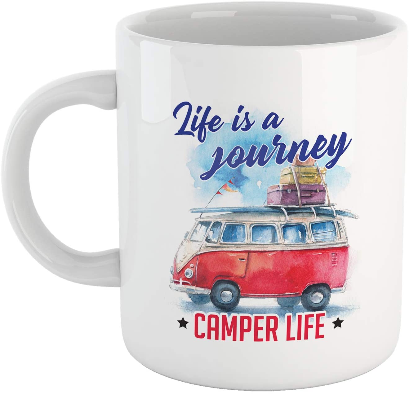 Light Steel Blue Tazza la Vita è Un Viaggio Vivi in Camper - Life is a Journey - Maglietta Simpatica per Viaggiatore e camperisti - Regalo per Amanti della Natura e dei campeggi - Choose ur Color Cuc shop