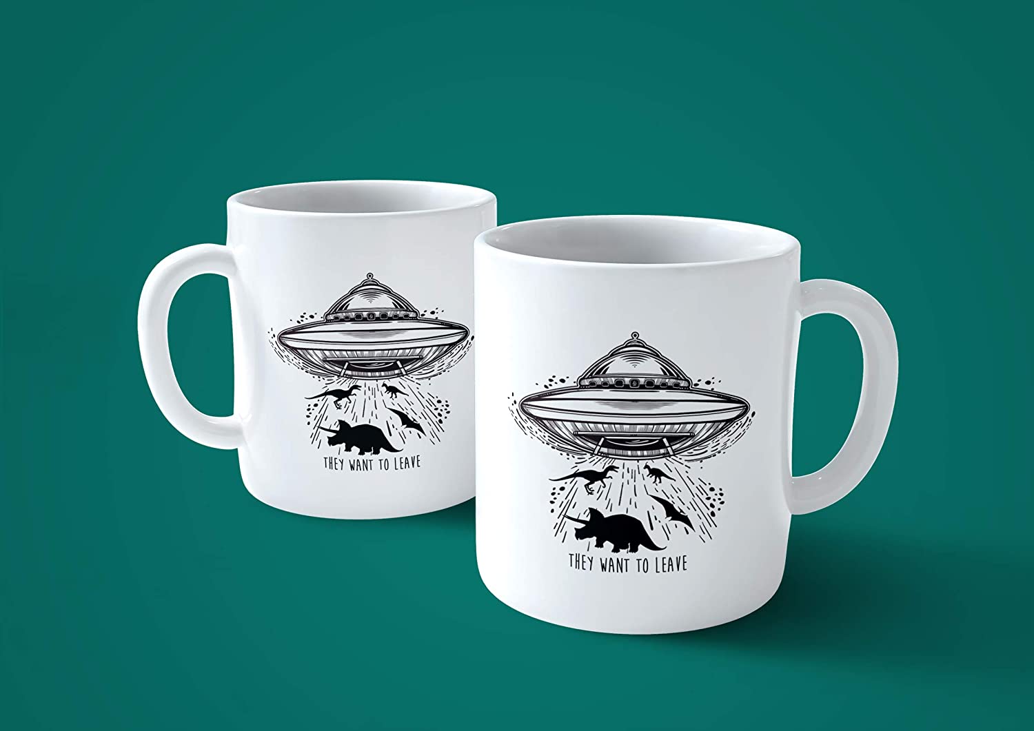 Lavender Tazza They Want to Leave - Mug Divertente UFO e Dinosauri - Choose ur Color Cuc shop