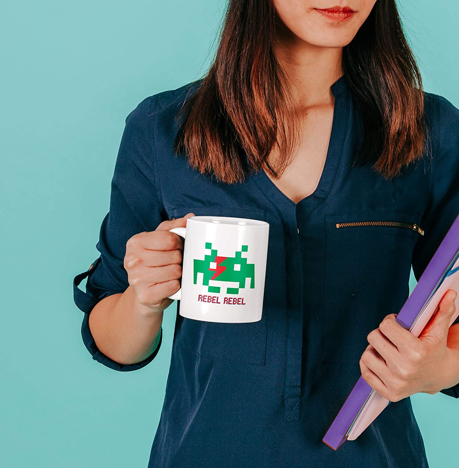 Medium Aquamarine Tazza Rebel Rebel - Mug Space David Invaders Bowie - Choose ur Color Cuc shop