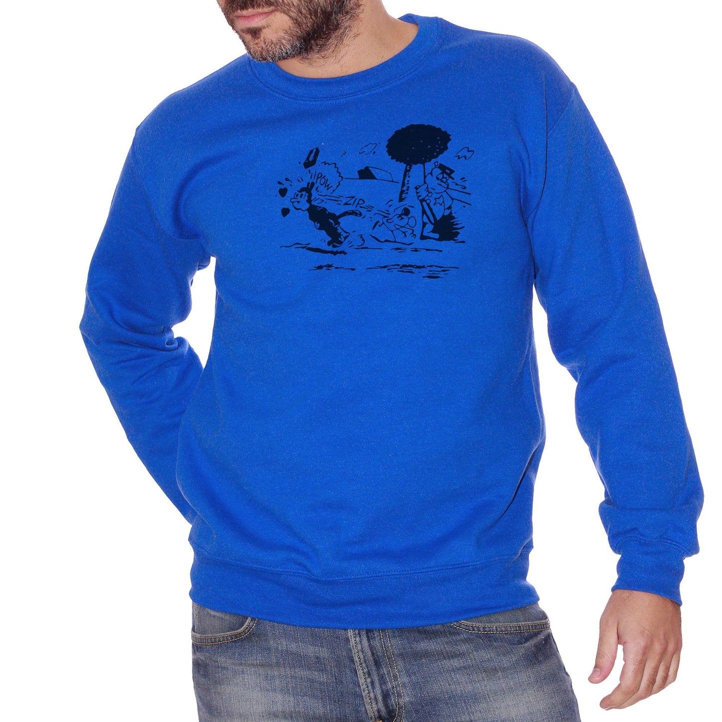 Royal Blue Felpa Girocollo Krazy Kat As Worn By Samuel L Jackson Pulp Fiction Tshirt - FILM CucShop