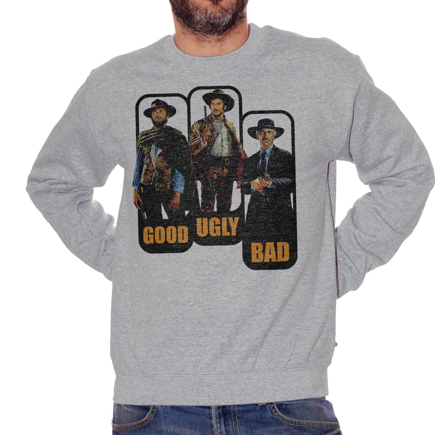 Dark Gray Felpa Girocollo Clint Eastwood Cinema Movie Western Good - FILM CucShop