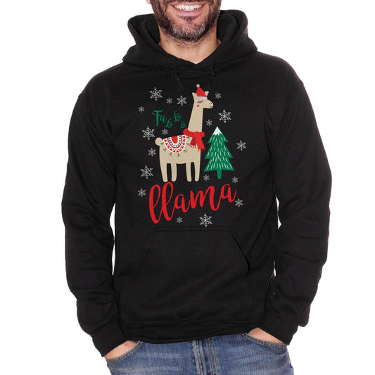 Black Felpa Fa La La La Llama Xmas Christmas Natale - FILM CucShop