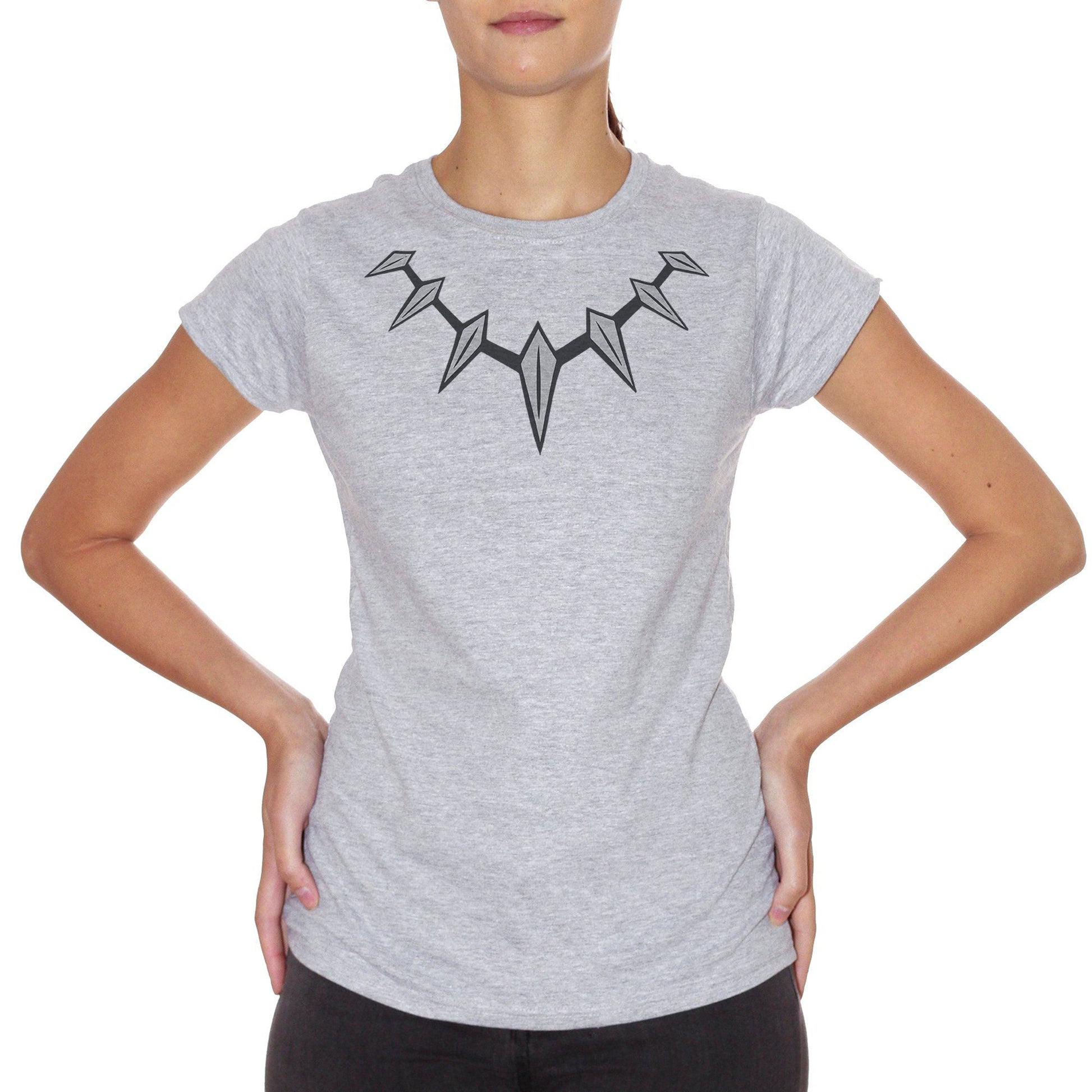 Gray T-Shirt San Black Panther Necklace - FILM CucShop