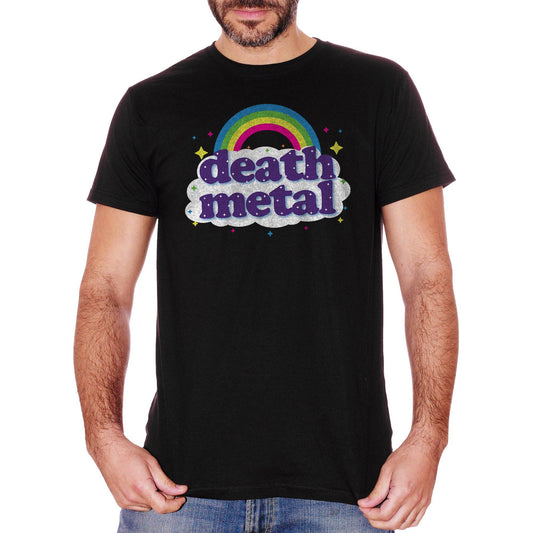 White T-Shirt Death Metal Rainbow - MUSIC CucShop