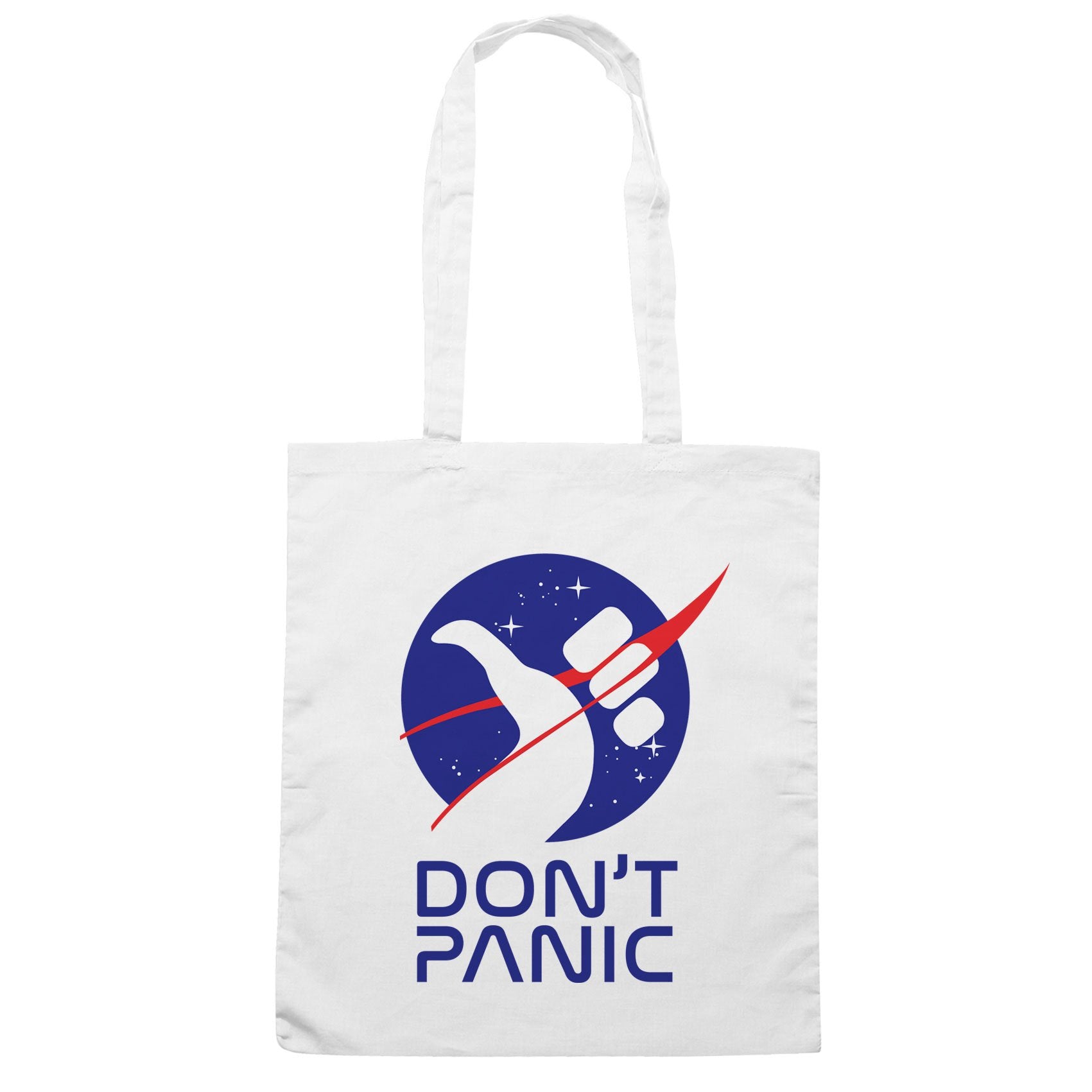 Midnight Blue Borsa Dont Panic Guida Galattica Per Autostoppisti Nasa - Bianca - FILM CucShop