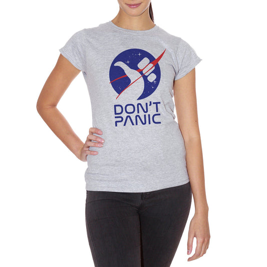 Light Gray T-Shirt Dont Panic Guida Galattica Per Autostoppisti Nasa - FILM CucShop