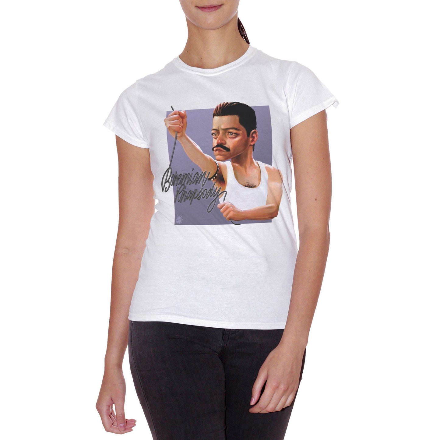 Lavender T-Shirt Rami Malek Freddie Mercury By Inkline Andrea Cara Bohemian Rhapsody - MUSIC CucShop