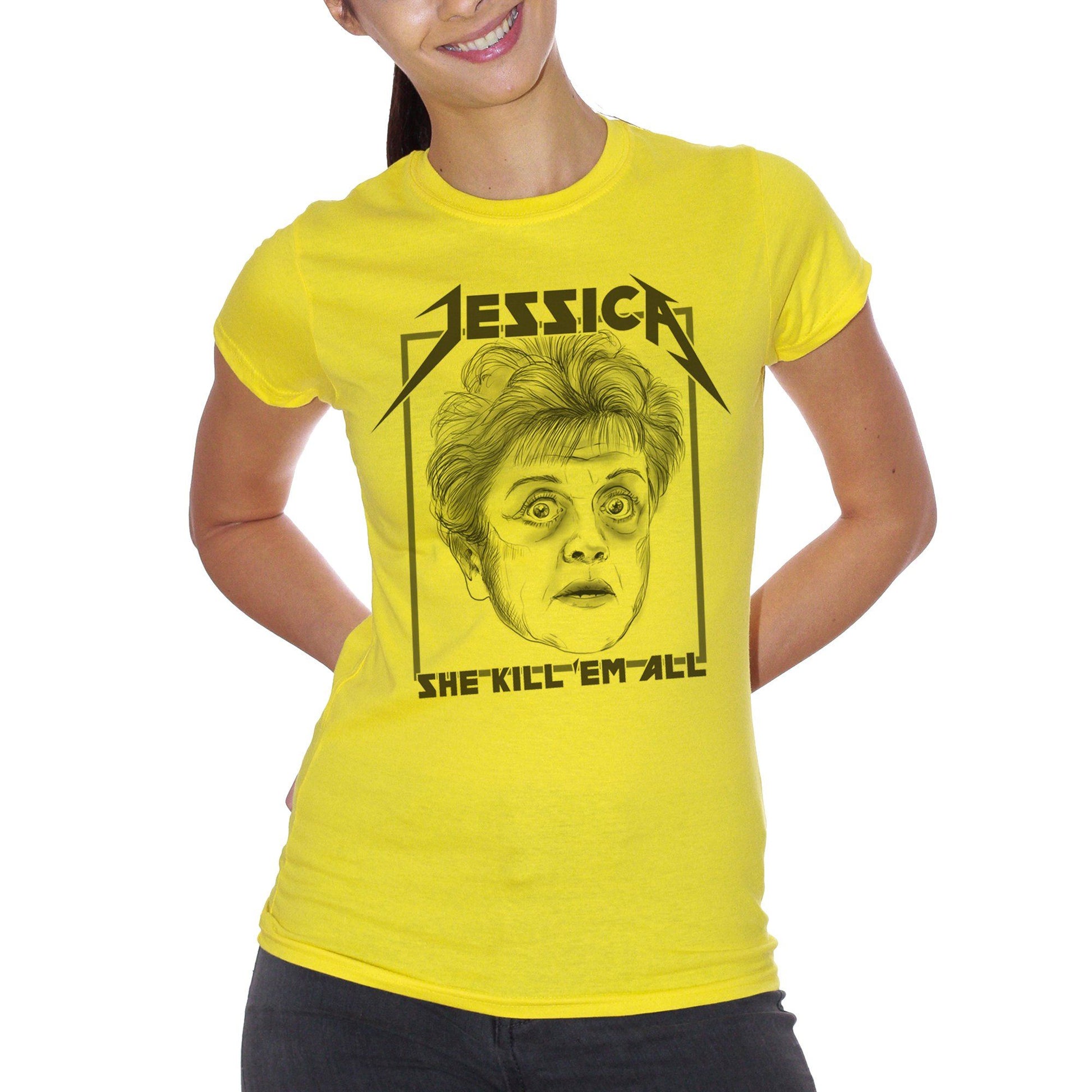 White T-Shirt Jessica Fletcher She Killed Them All Metallica Identikit Signora In Giallo - FILM CucShop