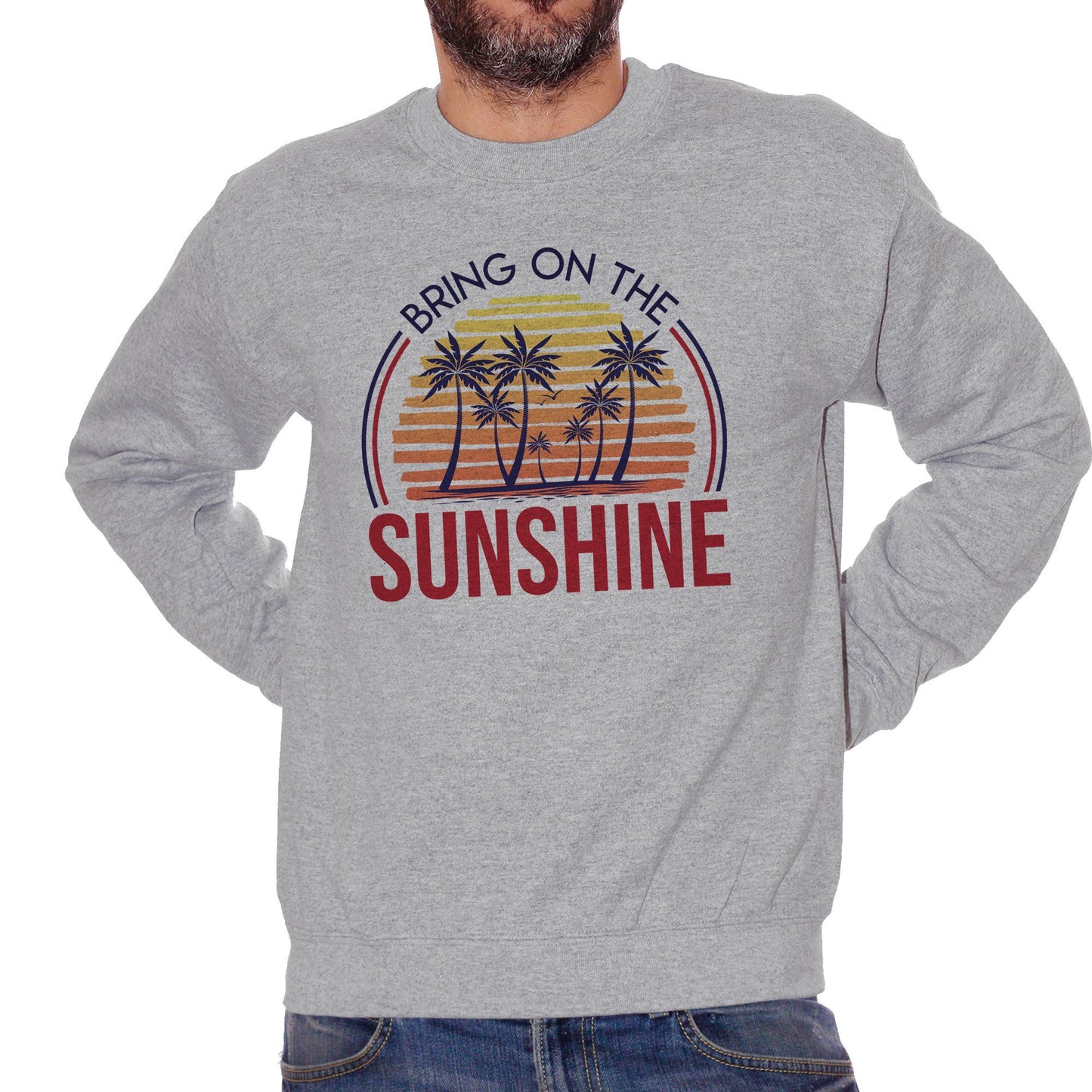 Dark Gray Felpa Girocollo Bring On The Sunshine Summer Sunset - SOCIAL CucShop