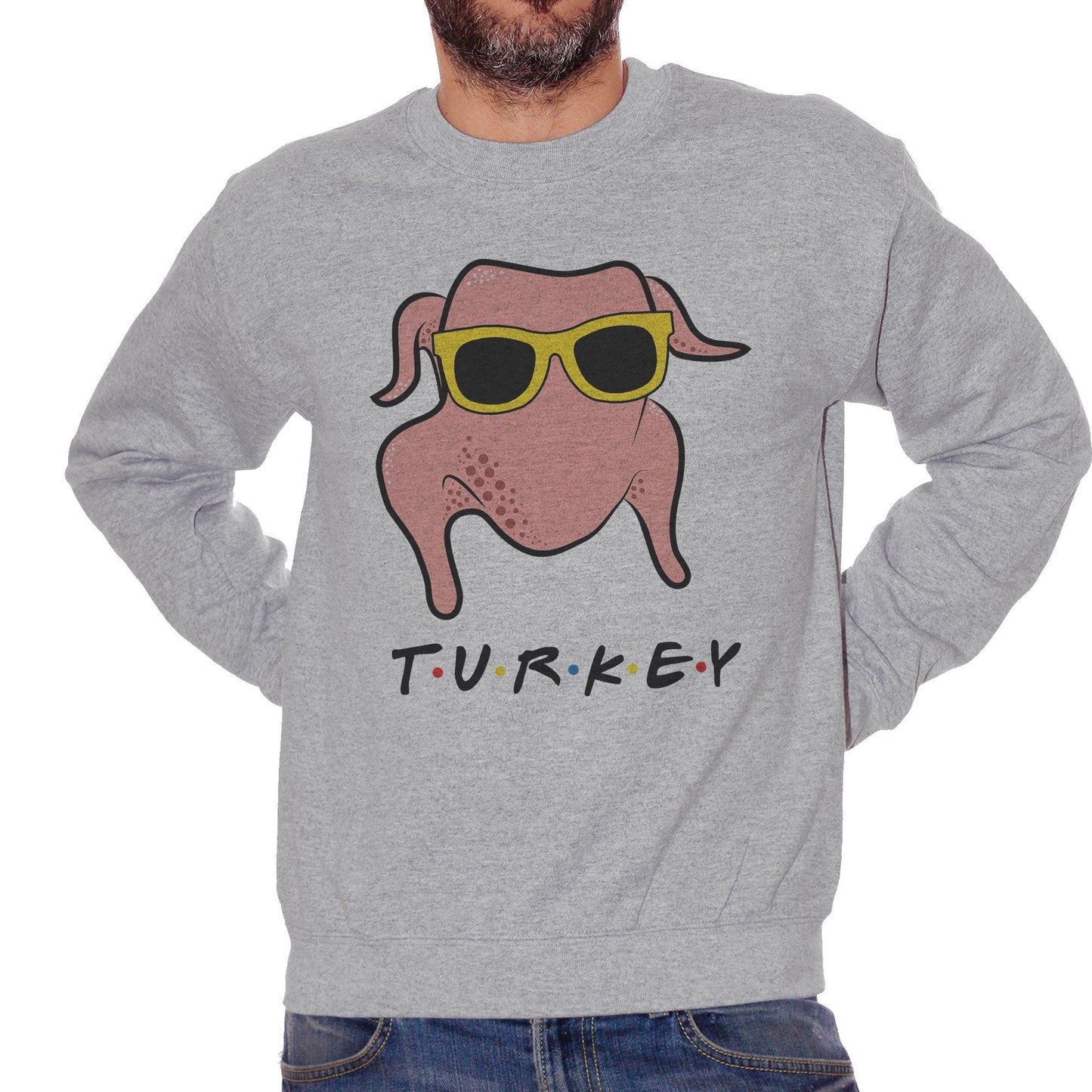 Dark Gray Felpa Girocollo Friends Turkey Chicken Sunglasses Tacchino Serie  - FILM CucShop