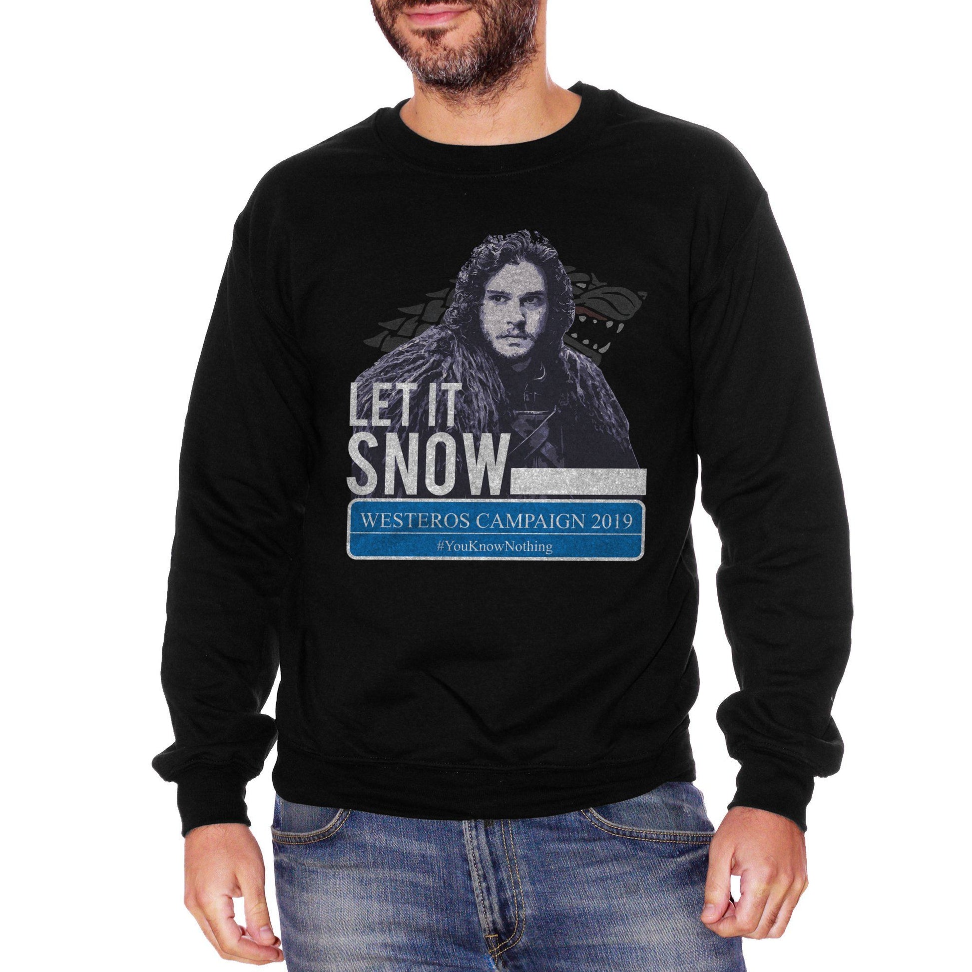 Black Felpa Girocollo Jon Snow Know Nothing Westeros Campaign 2019 Game Of Thrones - FILM CucShop