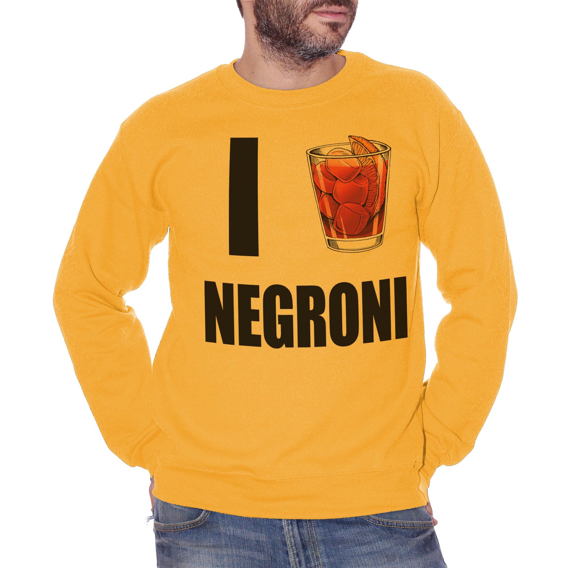 Sandy Brown Felpa Girocollo I Love Spritz Negroni Amaro Drink - SOCIAL CucShop