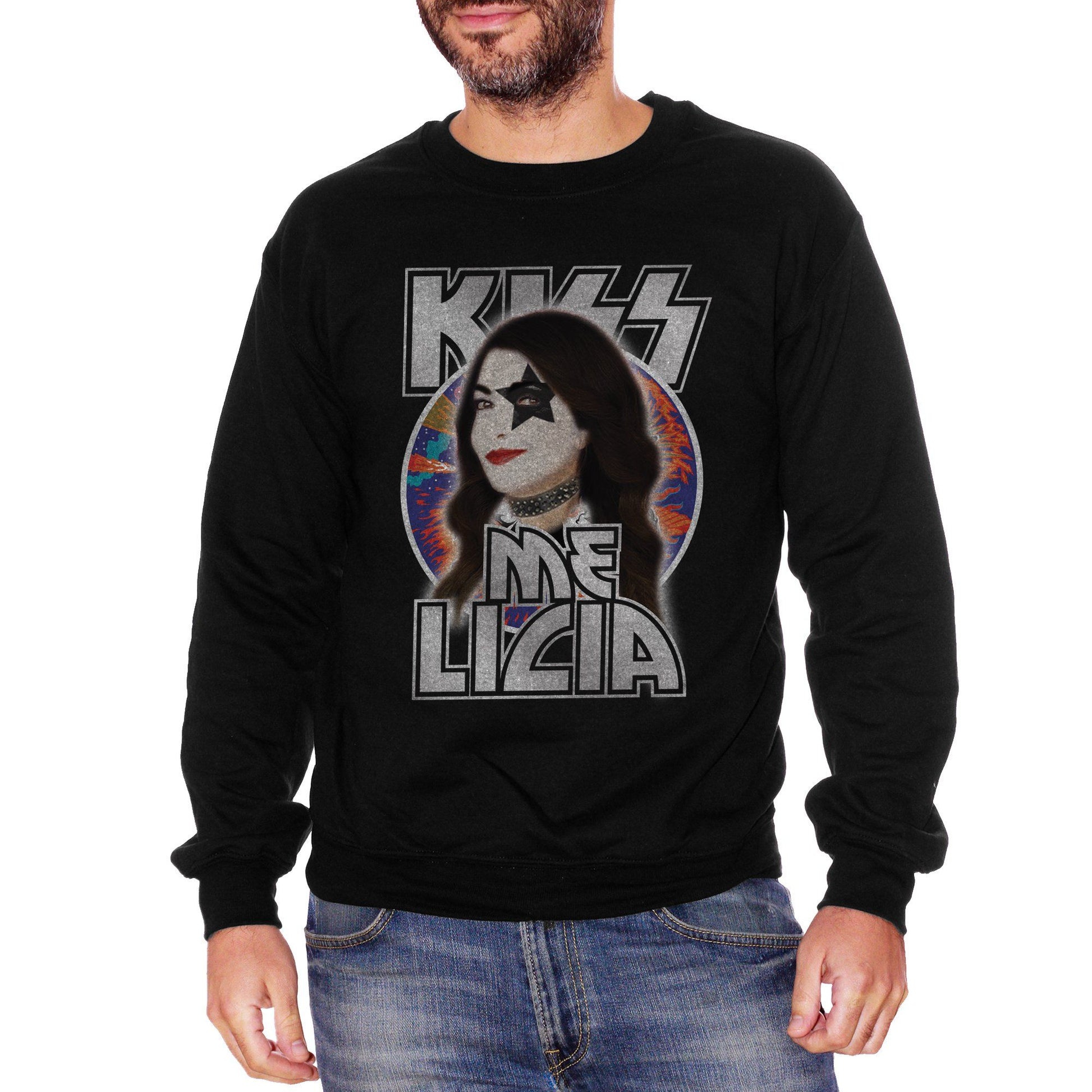 Black Felpa Girocollo Cristina Davena Kiss Me Licia Rock And Roll Star - FAMOSI CucShop