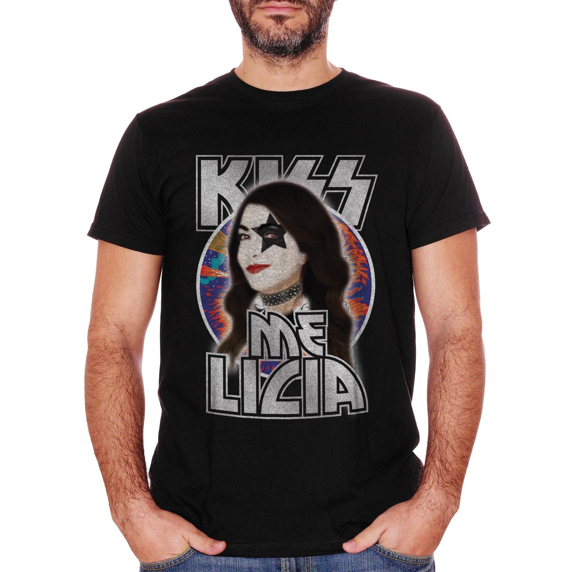 White T-Shirt Cristina Davena Kiss Me Licia Rock And Roll Star - FAMOSI CucShop