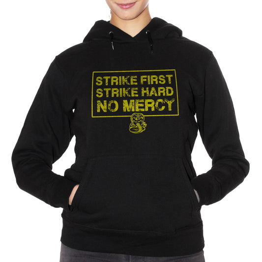 Black Felpa Cappuccio Strike First Strike Hard Cobra Kai Karate Dojo Serie TV - Film Anni 80 - Movie Choose ur Color CucShop