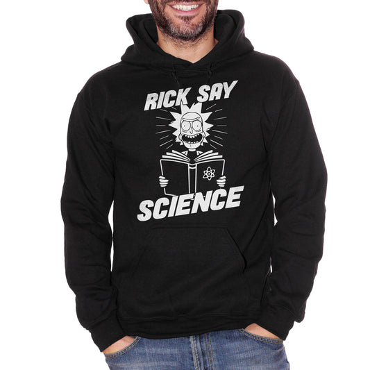 Black Felpa Cappuccio Rick Say Science Cartoni Animati Scienza - Cartoon Choose ur Color CucShop