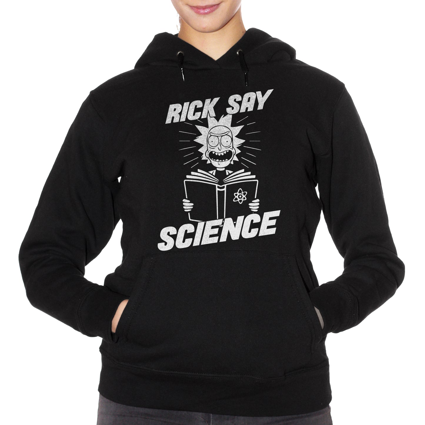 Black Felpa Cappuccio Rick Say Science Cartoni Animati Scienza - Cartoon Choose ur Color CucShop