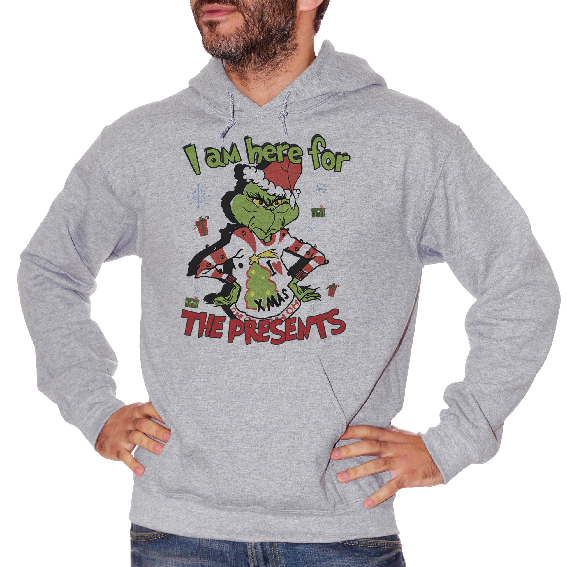 Gray Felpa Cappuccio Grinch Sono Qui Per I Vostri Regali Di Natale - Frase Divertente Film - Funny Choose ur Color CucShop