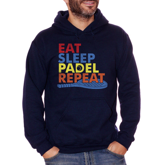 Black Felpa Cappuccio Eat Sleep Padel Repeat Frasi Divertenti Racchette - Funny Choose ur Color CucShop