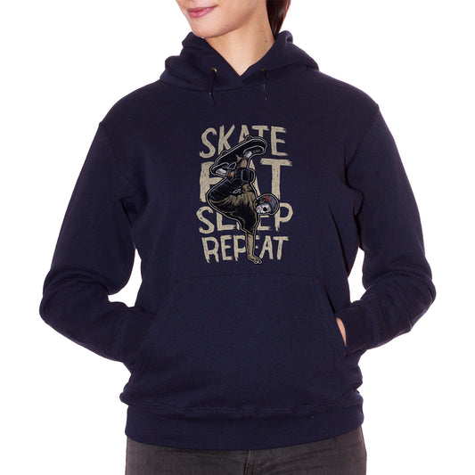 Dark Slate Gray Felpa Cappuccio Jason Skate Eat Sleep Repeat Frasi Divertenti Skateboard - Funny Choose ur Color CucShop